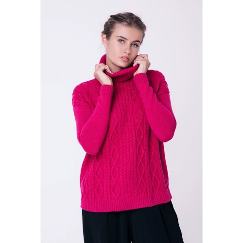Свитер Sewel SW409 42-44 малиновый с высокой горловиной