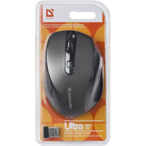 Мышь Defender Ultra MM-315 Wireless Black (52315): Радиус действия 10 м