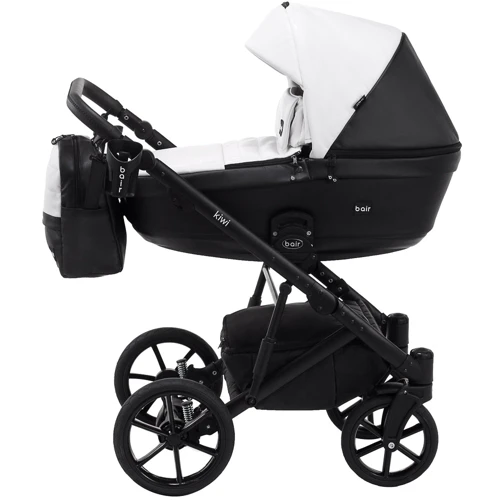 Коляска 2 в 1 Bair Kiwi кожа 100% BK-51/15 белый - черный фото 9