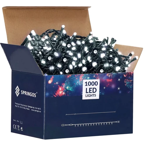 Гирлянда уличная (наружная) Springos 60 м 1000 LED CL1004 Cold White: Количество ламп 1000