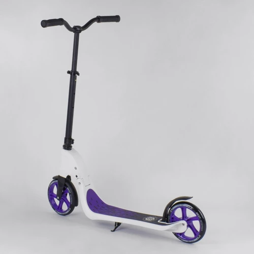 Самокат двоколісний Best Scooter c PU колесами, широким велосипедним кермом, новим затискачем керма Purple (98441): Конструкція рами складна