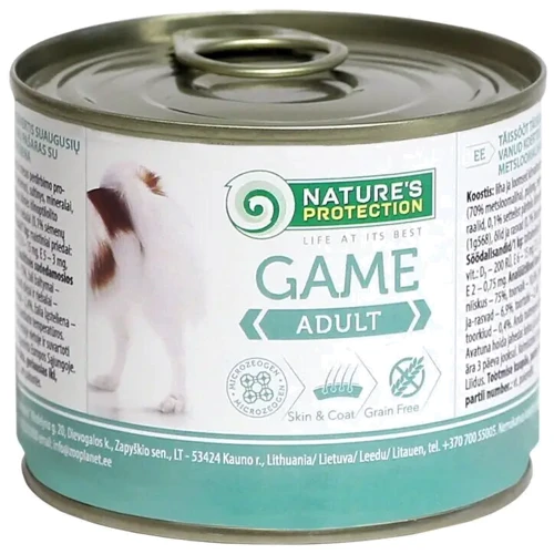 Влажный корм Nature's Protection Adult Game для собак с дичью 200 г (KIK45092)