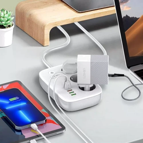 Сетевой фильтр LDNIO SEW3452 Wi-Fi (3x220V+3USB+Type-C/30W/2m) White: Количество розеток, шт 3