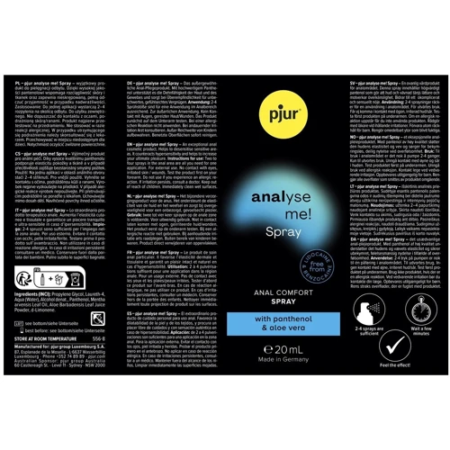 Расслабляющий анальный спрей pjur analyse me! 20 мл с пантенолом и алоэ, концентрированный