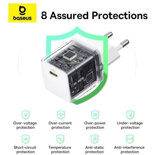 Зарядное устройство Baseus USB-C Wall Charger Palm 1C 30W with USB-C Cable White (P10111605213-01) фото 7