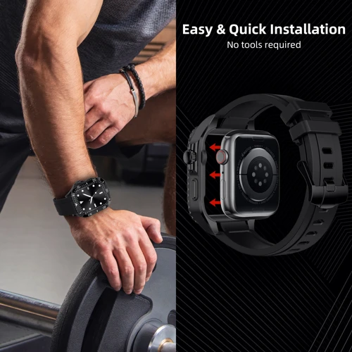 Аксессуар для Watch Rubber TPU Strap with Stainless Stell Case Black (FLS181108) for Apple Watch 44/45/49mm Ultra фото 6