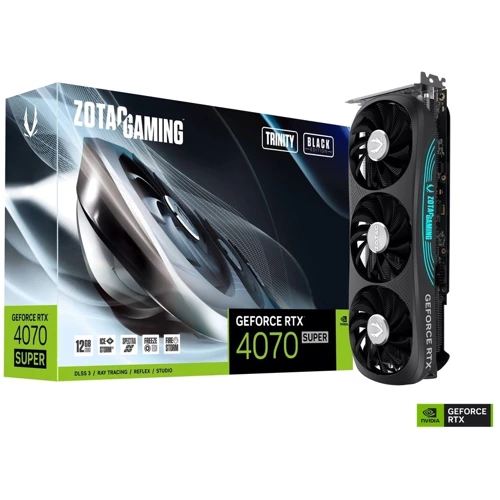 Відеокарта ZOTAC GAMING GeForce RTX 4070 SUPER Trinity Black Edition 12GB GDDR6X (ZT-D40720D-10P): Розрядність шини пам'яті, біт 192