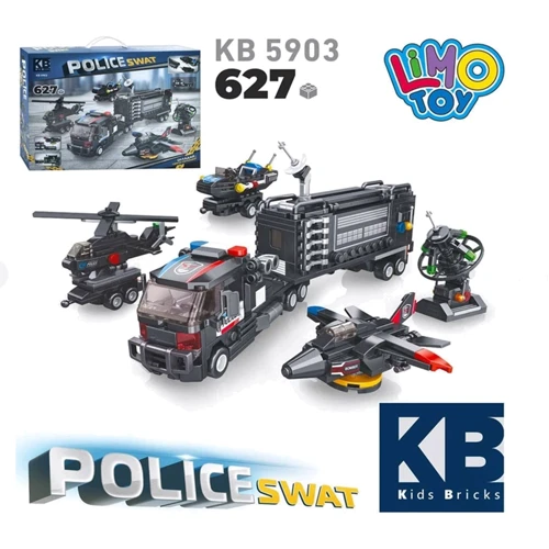 Конструктор LimoToy поліцейська техніка, 5 в 1, 627 дит. (KB 5903)