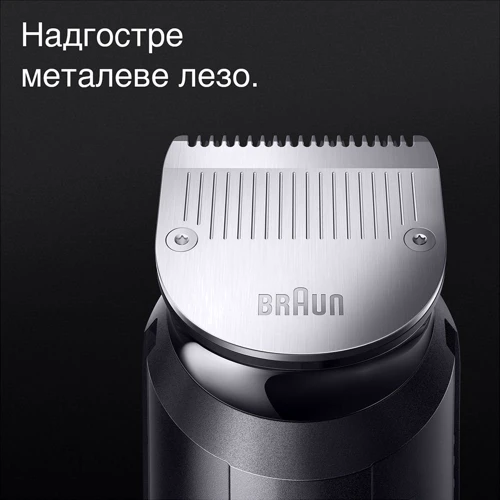 Машинка для стрижки (триммер) Braun MGK 7410: Особенности С насадками, Индикатор заряда, Влажная очистка, Быстрая зарядка, Беспроводной