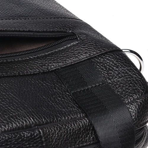 Мужская сумка планшет Borsa Leather черная (K18863-black): Фактура Матовая, Зернистая