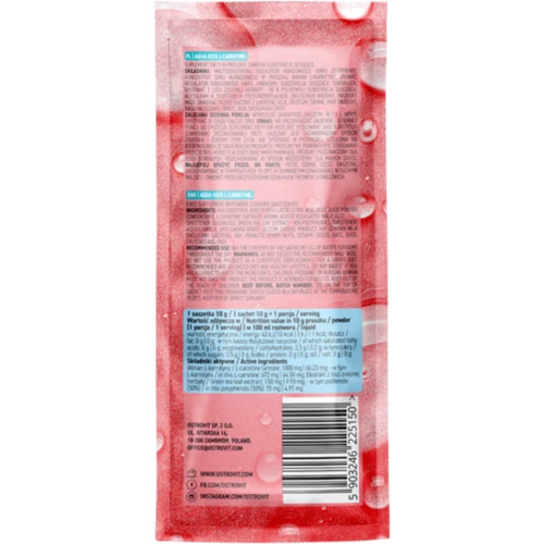 Жиросжигатель OstroVit Aqua Kick L-Carnitine 10 g / 1 serving / cherry: Пол Унисекс