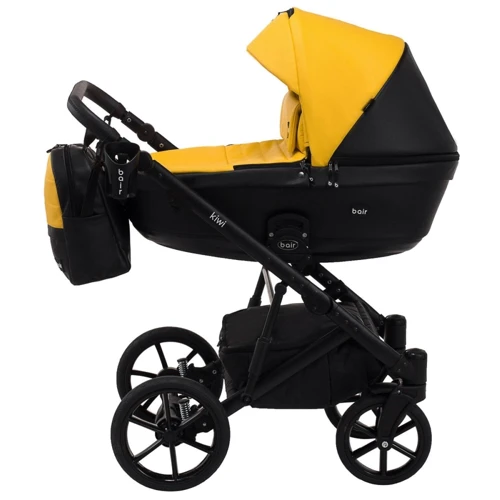 Коляска 2 в 1 Bair Kiwi кожа 100% BK-63/15 желтый - черный: Возможность установки люльки есть