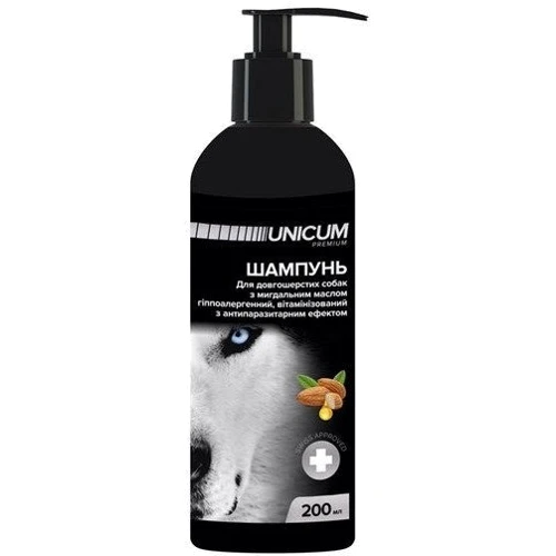 Шампунь Unicum Premium для длинношерстных собак с миндальным маслом 200 мл/10 (UN-019)
