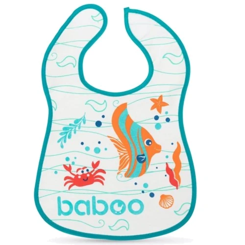 Слюнявчик Baboo Sea Life 3+ месяцев белый (11-010)