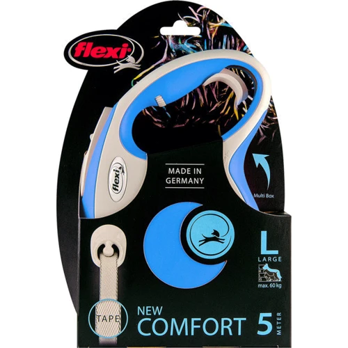 Поводок-рулетка Flexi New Comfort L до 60 кг 5 м синий (4000498043714): Тип шнура Лента