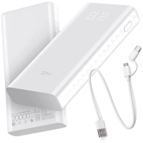 Внешний аккумулятор Xiaomi ZMI Power Bank Aura 20000mAh USB-C 18W White (QB821): Емкость батареи, мАч 20000