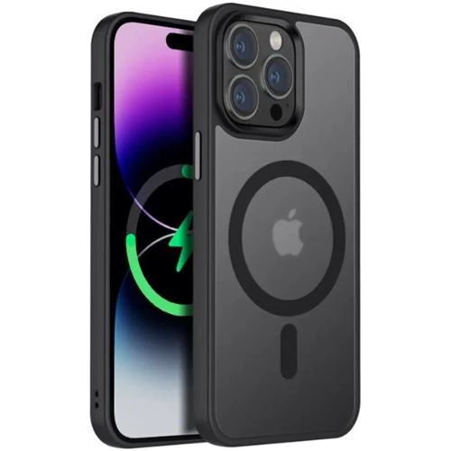 Чехол для iPhone Mobile Case TPU+PC Metal Buttons with MagSafe Colorful Black for iPhone 15 Pro Max: Материалы поликарбонат и полиуретан