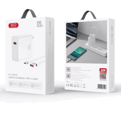 Зарядное устройство XO Wall Charger USB L128 120W White with USB-C Cable (XO-L128-WH): Особенности Быстрая зарядка, Power Delivery (PD)
