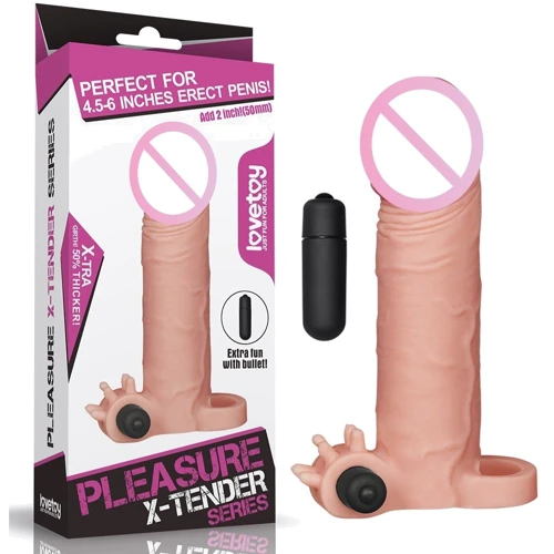 Насадка на член LYBAILE Pleasure X-Tender Vibrating Penis Sleeve Add 2" Flesh 2