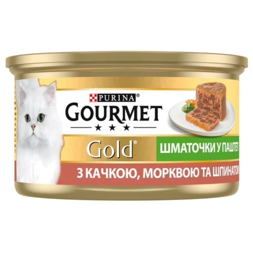 Влажный корм GOURMET Gold для взрослых кошек кусочки в паштете с уткой, морковью и шпинатом 24х85 г (7613033728778): Возраст Взрослые