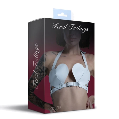 Лиф Сердце из натуральной кожи Feral Feelings - Hearts Bra White