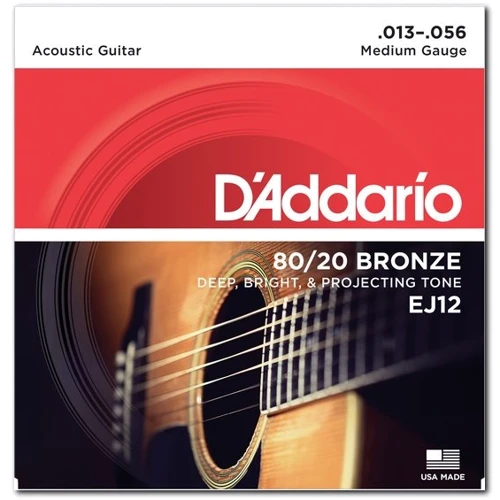 Струна для гитар Струны D`ADDARIO EJ12 80/20 BRONZE MEDIUM 13-56