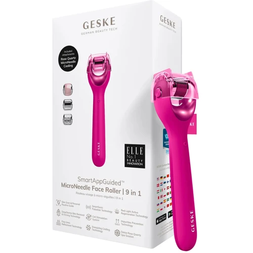 Электронный роллер для лица с микроиглами GESKE MicroNeedle Face Roller 9в1 magenta