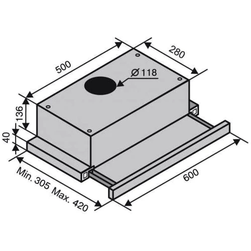 Вытяжка Ventolux GARDA 60 CREMA (750) SMD LED: Материал корпуса нержавеющая cталь