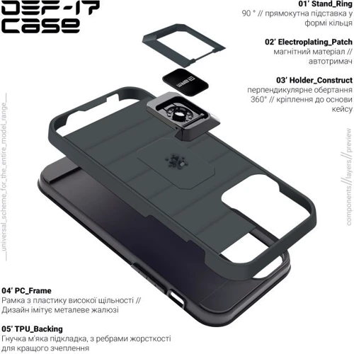 Чехол для iPhone ArmorStandart DEF17 Case Black for iPhone 13 Pro Max (ARM61342): Материалы поликарбонат и полиуретан