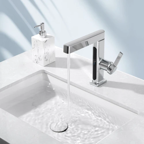 Смеситель для раковины Lefton Single-Hole Pull-Out Faucet with Temperature Display-BF2206 Chrome: Термостат Нет