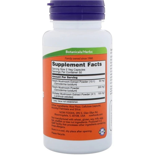 NOW Foods Rei-Shi Mushrooms 270 mg 100 Veg Capsules Грибы Рей-Ши: Форма выпуска Капсулы
