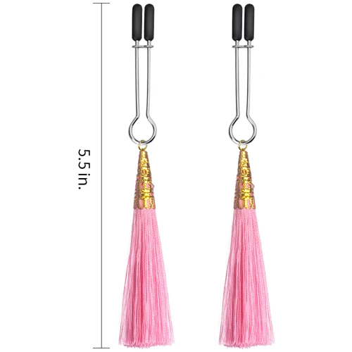 Зажимы для сосков LoveToy Bondage Fetish Glamor Tassel Nipple Clamp Pink