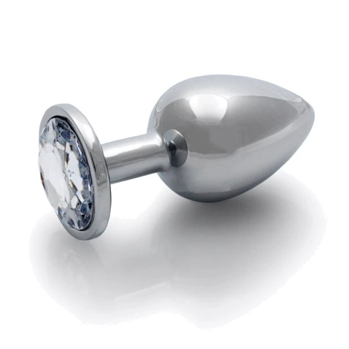 Металлическая анальная пробка Ouch! Heart Gem Silver - Diamond, S