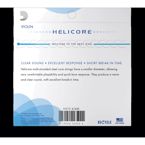Струны для скрипки D'Addario HELICORE VIOLIN STRING SET 4/4 Scale Medium Tension: Жесткость Средней жесткости