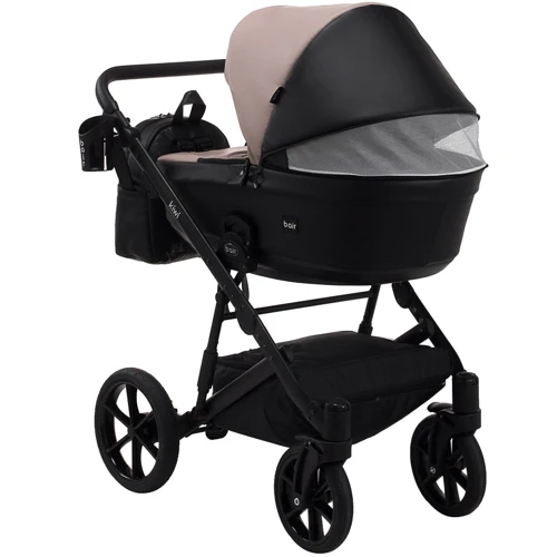 Коляска 2 в 1 Bair Kiwi кожа 100% BK-18/15 капучино - черный: Материал колес резина