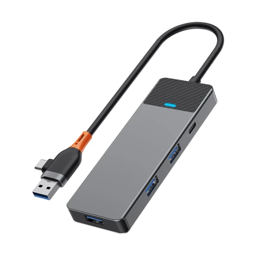 Адаптер WIWU Linker Adapter A431C USB/USB-C to USB-C+3xUSB3.0 Gray