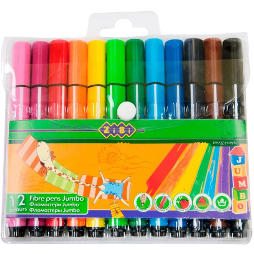 Фломастери тригранні ZiBi JUMBO size 12 кольорів