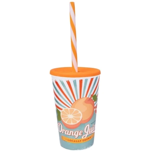 Стакан HEREVIN Orange Juice с трубочкой 0.65 л (161948-028)