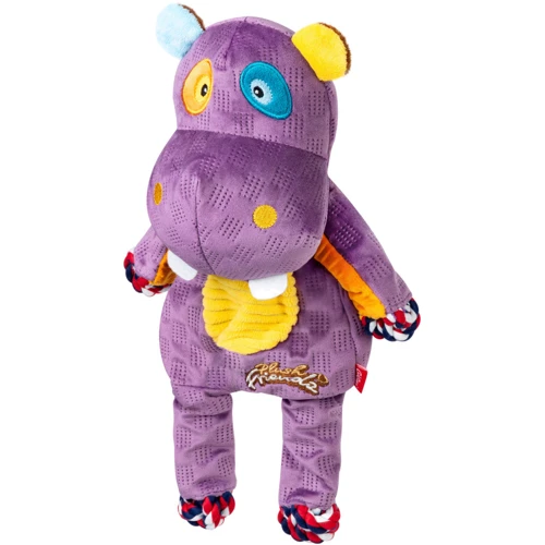 Игрушка для собак GiGwi Plush Бегемот с веревками и пищалкой текстиль 34 см (2255)