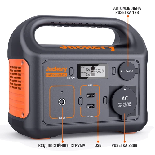 Зарядна станція Jackery Explorer 240Wh 200W (21-0001-000213) UA: Ємність акумулятора, Вт/год 240