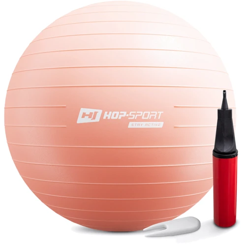 Мяч для фитнеса Hop-Sport HS-R075YB light pink 75 см: Особенности С насосом