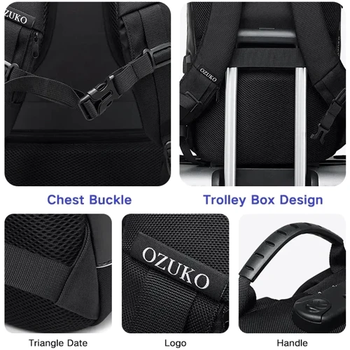 Сумка для ноутбука Ozuko 15,6" Anti Theft Business Backpack Black (9282): Місткість ноутбук, блок питания, аксессуары