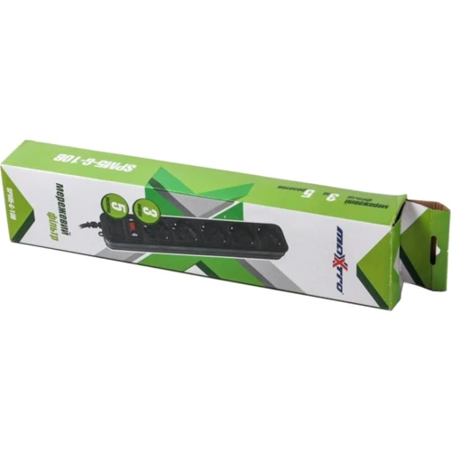 Сетевой фильтр Maxxter SPM5-G-10B чорний, 3 м кабель, 5 розеток (SPM5-G-10B)