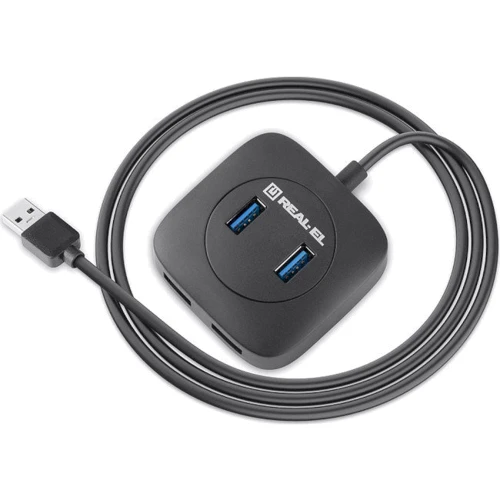 Адаптер REAL-EL Adapter USB to 4xUSB2.0+MicroUSB HQ-187 Black (EL123110010): Цвет черный