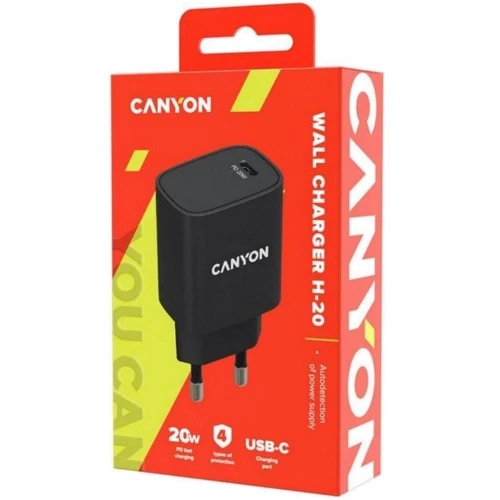Зарядний пристрій Canyon Wall Charger USB-C H-20-02 20W Black (CNE-CHA20B02): Особливості Power Delivery (PD)