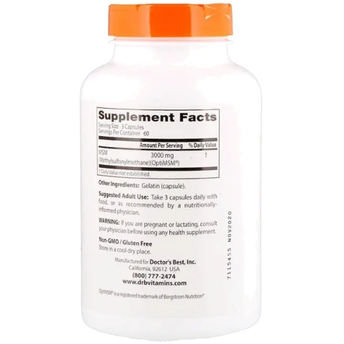 Doctor's Best, MSM with OptiMSM, 1,000 mg, 180 Capsules (DRB-00064): Тип MSM