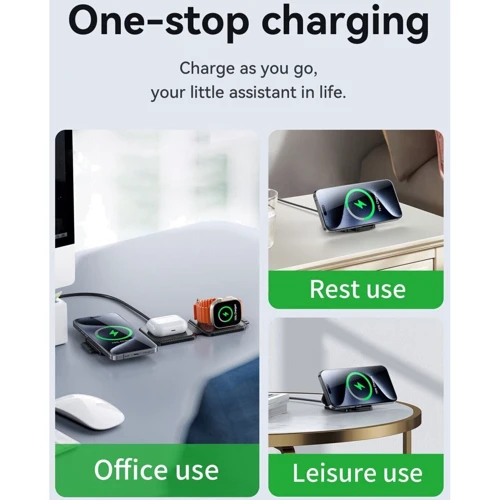 Зарядное устройство Hoco Wireless Charger CQ4 Unique 3in1 Folding Black for iPhone 16 I 15 I 14 I 13 I 12 series, Apple Watch and Apple AirPods фото 14