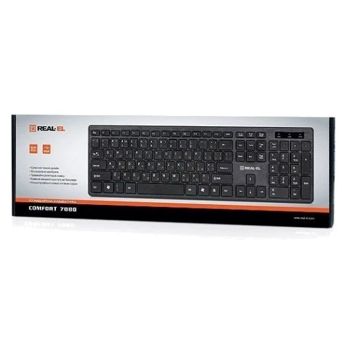 Клавиатура REAL-EL Comfort 7080 Black USB (EL123100007): Подключение проводное