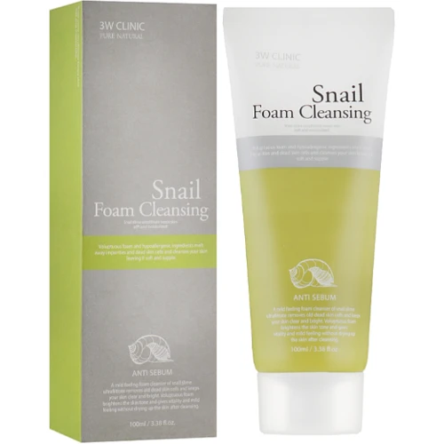3W Clinic Snail Foam Cleansing Пінка для вмивання з муцином равлика 100 ml