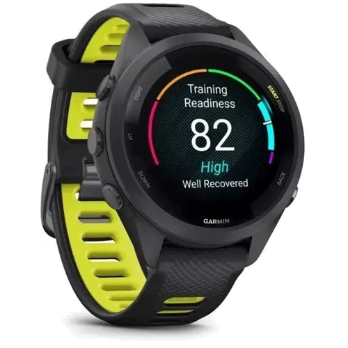 Смарт-часы Garmin Forerunner 265S Black Bezel and Case with Black/Amp Yellow Silicone Band (010-02810-13): Время работы до 15 дней (в режиме смарт-часов), до 24 часов (GPS), до 7.5 часов (GPS + музыка)